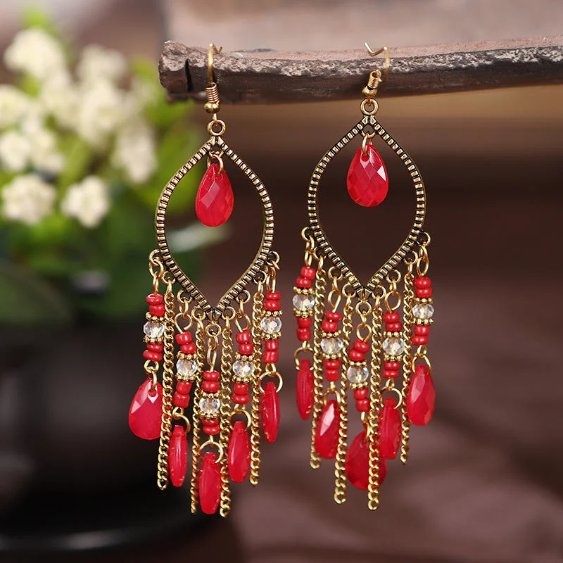 Best hoop earrings with snake chain details for a sleek and modern touch-Wholesale Jewelry Long Tassel Alloy Earrings