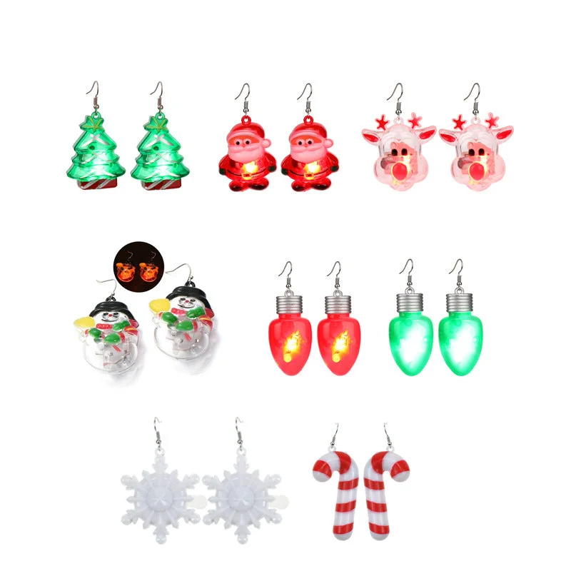 Best hoop earrings with Swarovski crystals for added sparkle and luxury-Wholesale LED Light Glow Christmas Plastic Earrings