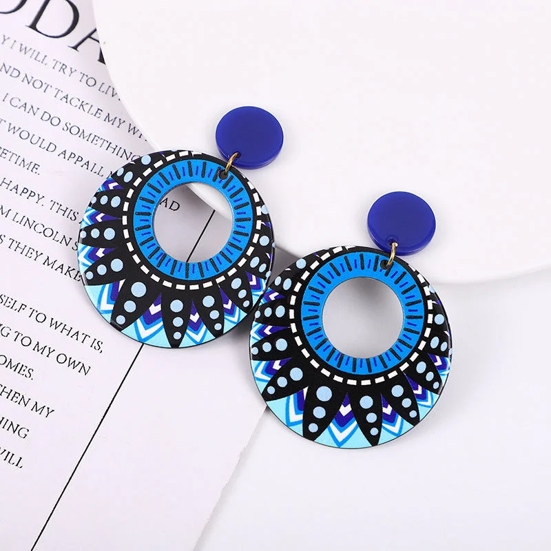 Best hoop earrings with geometric pendants for a modern, chic appeal-Wholesale Round Polka Dot Geometric Acrylic Earrings