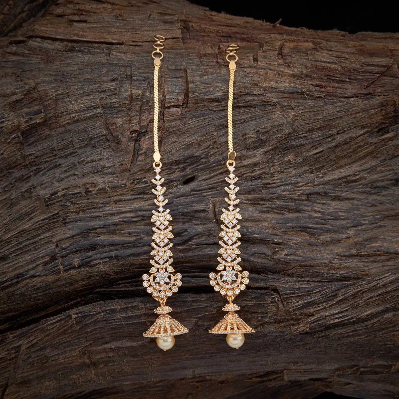 Best hoop earrings with hammered gold for a rustic yet elegant look-Zircon Earring 151972