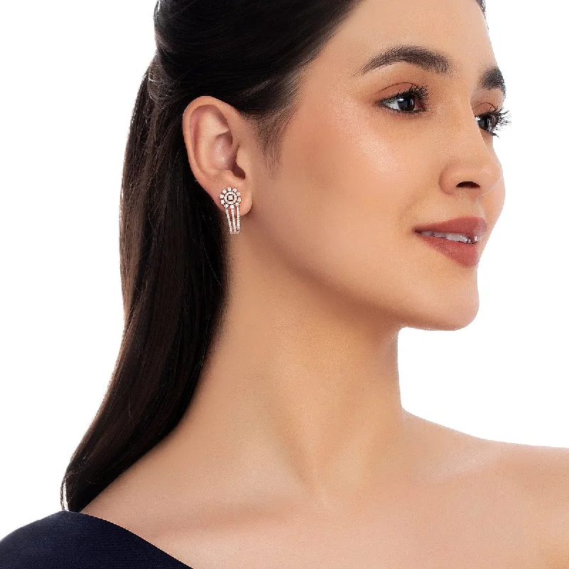 Best hoop earrings with smooth ceramic finishes for a polished, clean style-Zircon Earring 154505