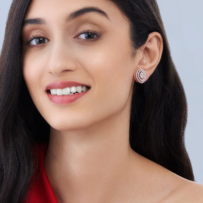 Best hoop earrings with hammered gold for a rustic yet elegant look-Zircon Earring 155253