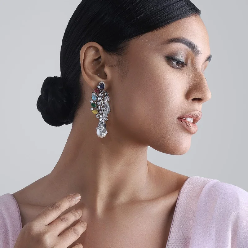 Hoop earrings with twisted leather for a chic and modern boho look-Zircon Earring 157805